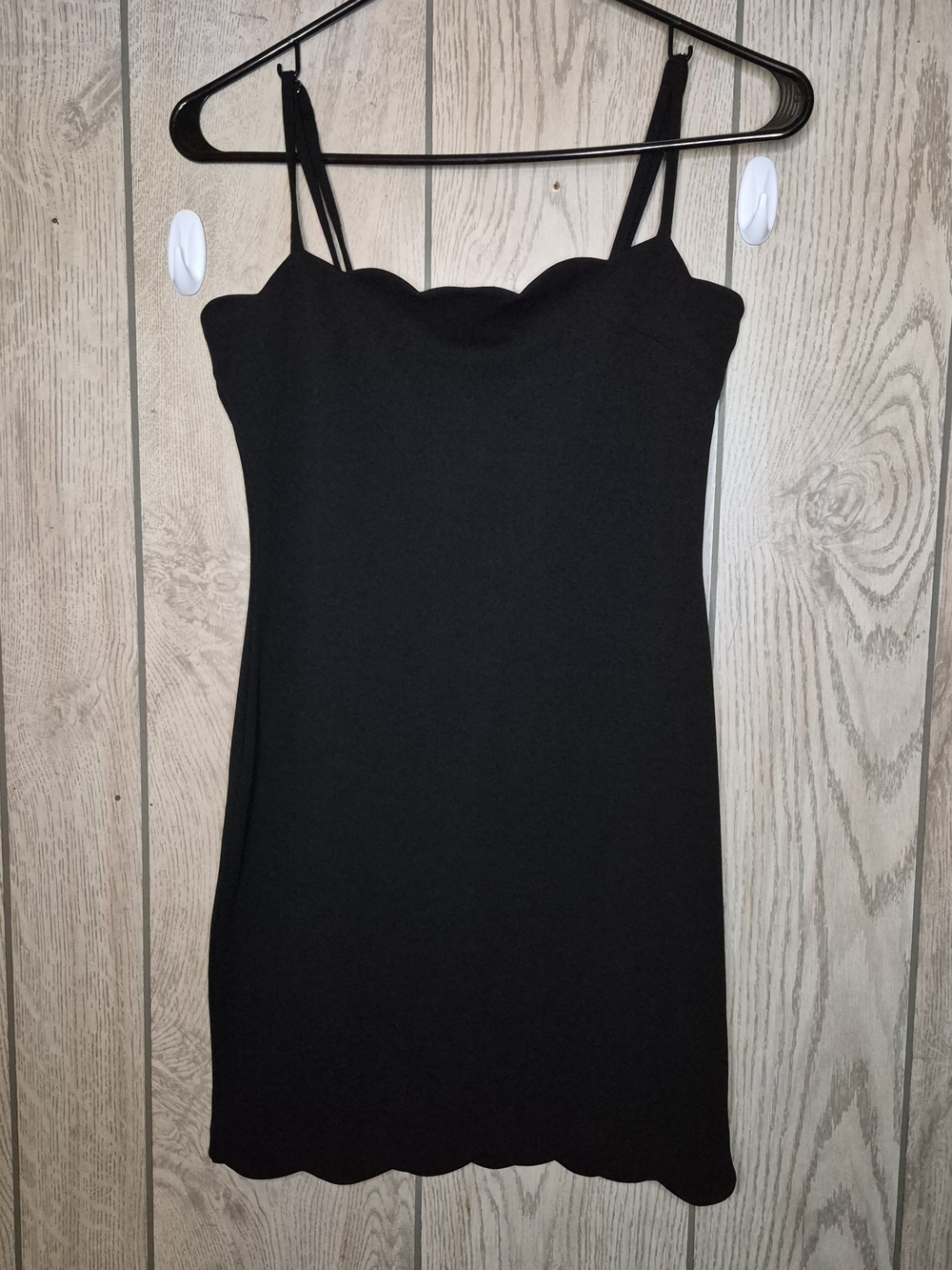 iris Black Double-Strap Slip Dress